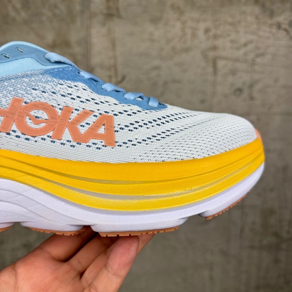 HOKA One One Bondi 8 Wide Women's Size 8D Ice Water Yellow Running Shoes NIB - Picture 3 of 16